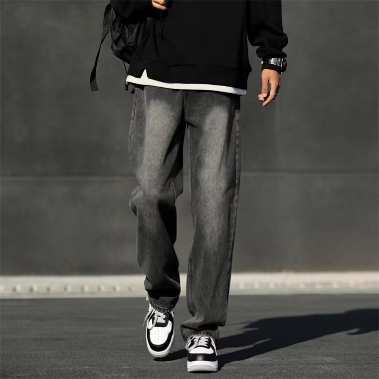 Men's Gray Wool-Lined Winter Jeans, Sizes S-3XL