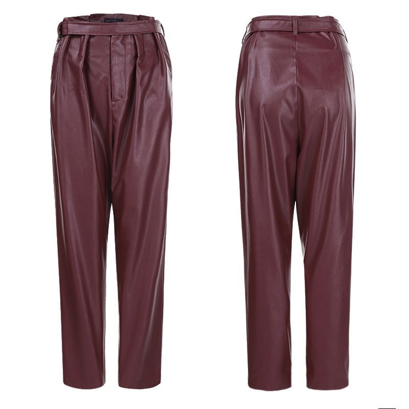 Pantalon Crayon Taille Haute en Faux Cuir Femme - Noir, Kaki, XXS-XL