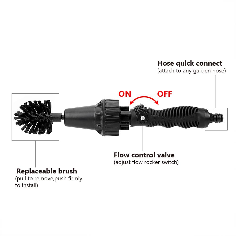 Water-Driven Rotary Cleaning Brush with Handheld Water Spray for Car Wash