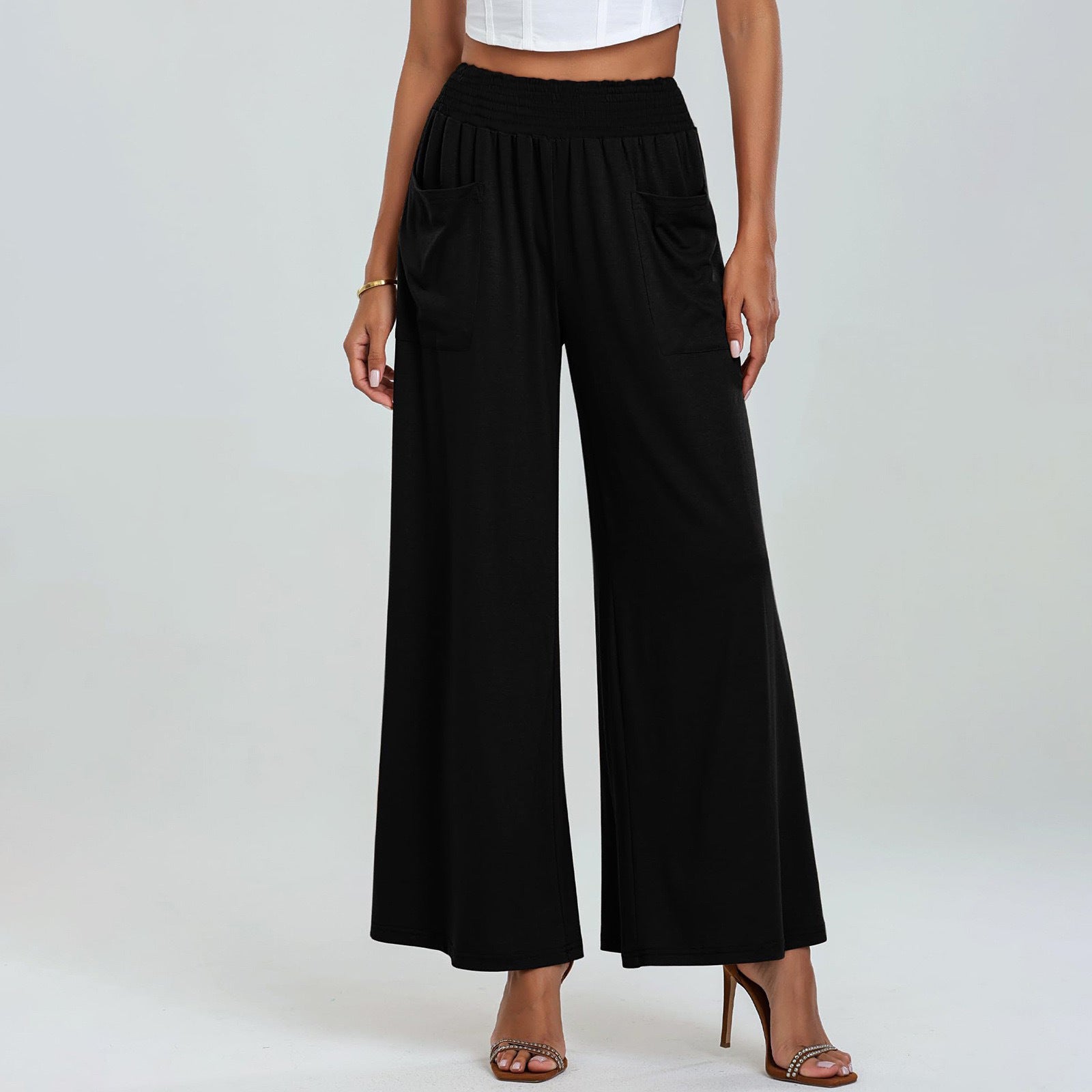 Pantalon de sport ample à taille haute et coupe large pour femme, liftant les hanches