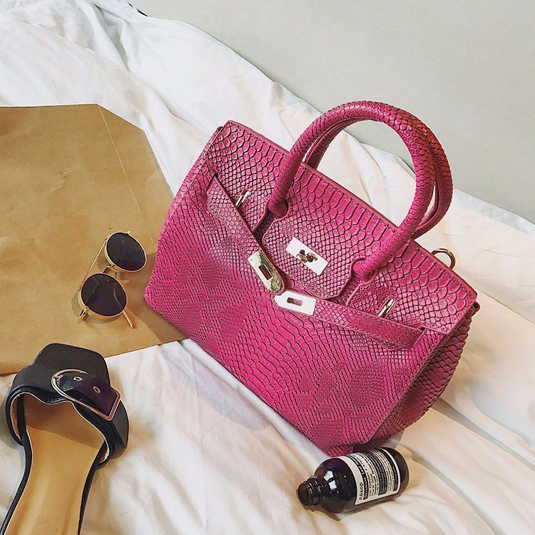 Snake Contrast Platinum Crossbody Bag Medium 31x24x15cm
