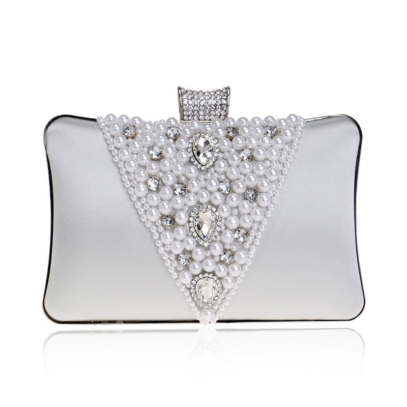 Pearl Embroidered Evening Banquet Bag with Handle