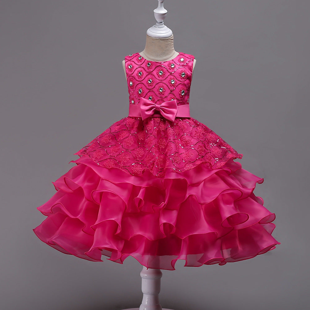 Girls' Princess Dress Sequined Tutu Skirt for Ages 3-8