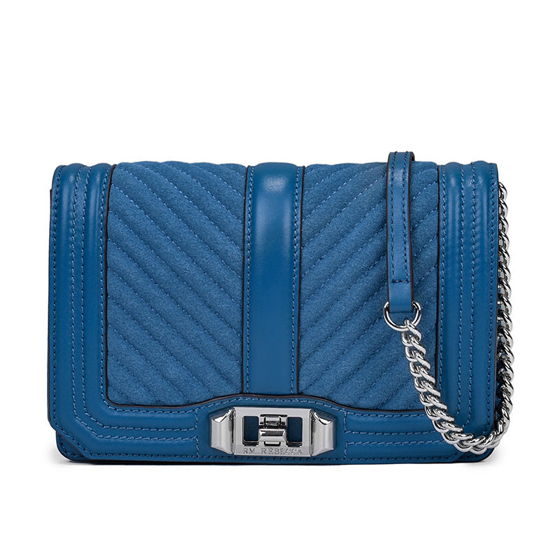 Women's Rhombic Chain Shoulder Bag Crossbody Plaid Cowhide