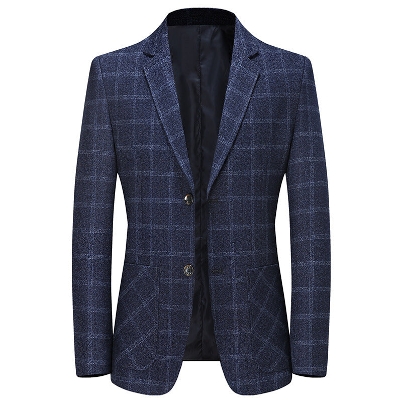 Men's Casual Plaid Business Suit for Spring and Autumn