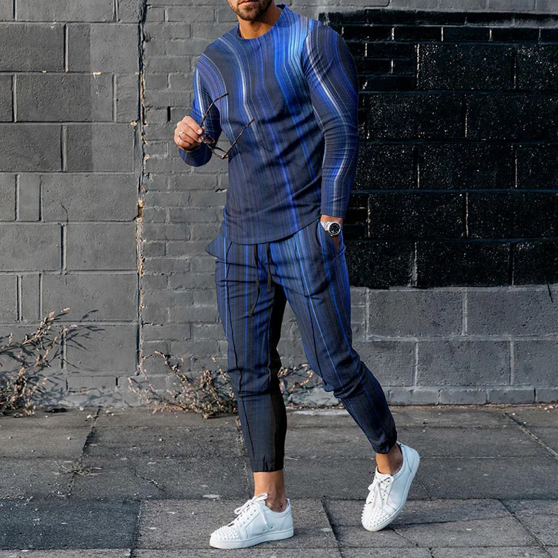 Casual Loose Gradient Long Sleeve Sweater Two-Piece Set