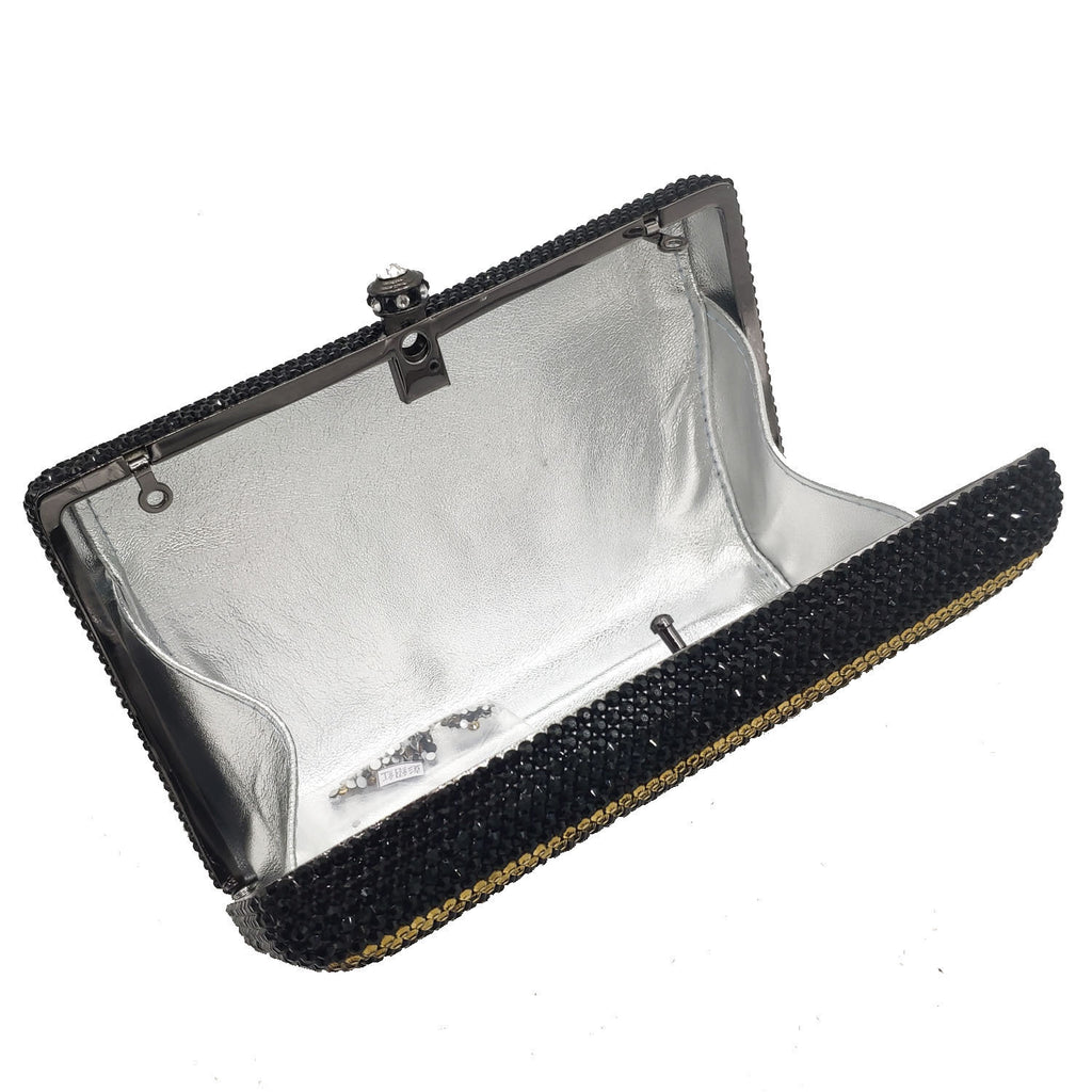 FGG Rhinestone PU Clutch Bag with Chain Handle for Dinner & Party 16x10x4cm