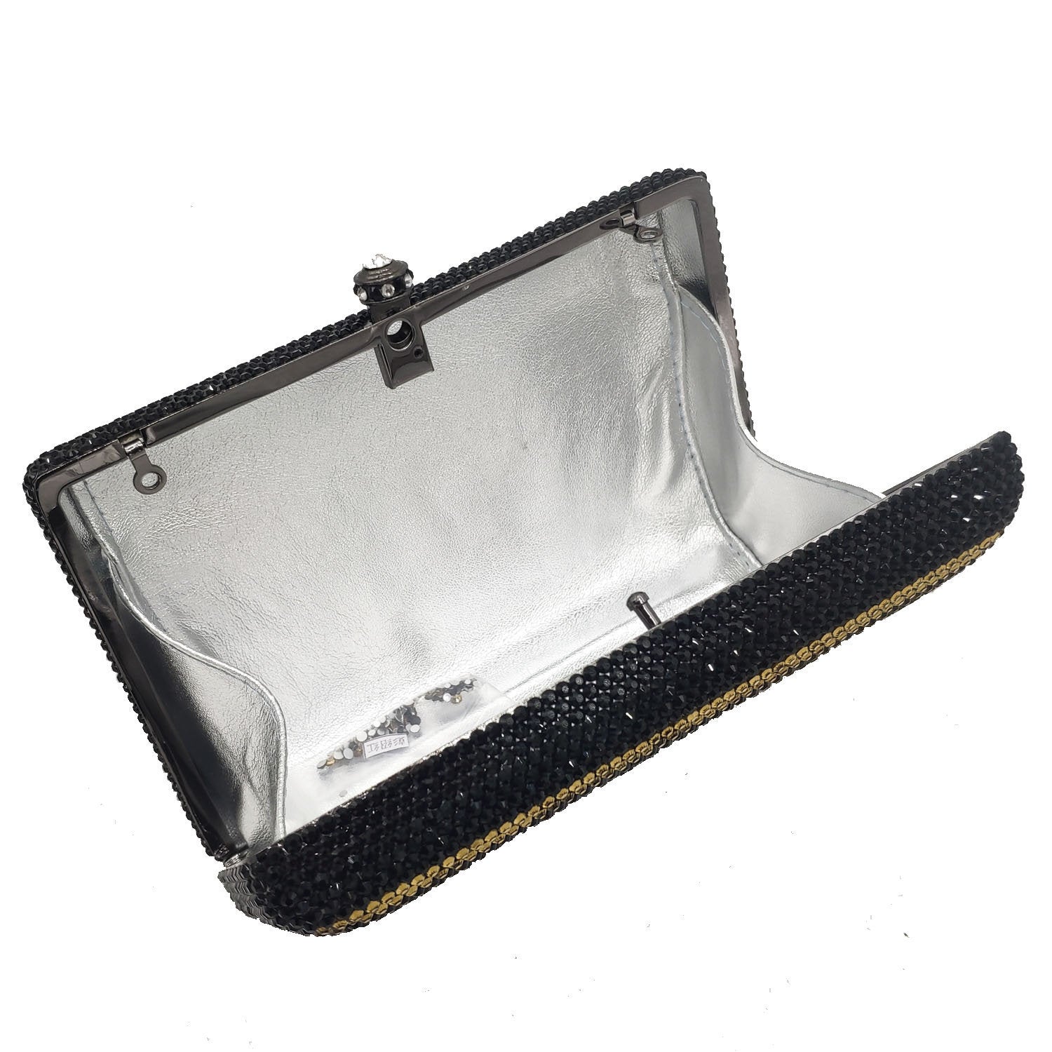 FGG Rhinestone PU Clutch Bag with Chain Handle for Dinner & Party 16x10x4cm