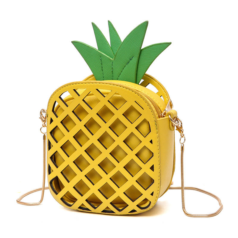 Pineapple PU One Shoulder Messenger Bag 14x16x7 cm