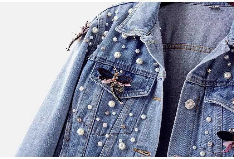 Veste en jean femme coupe slim style coréen, longueur courte, bleue