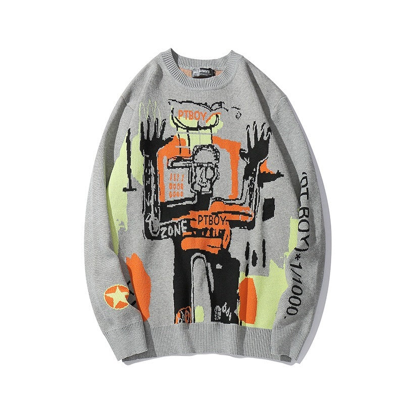 Graffiti Loose Polyester Sweater
