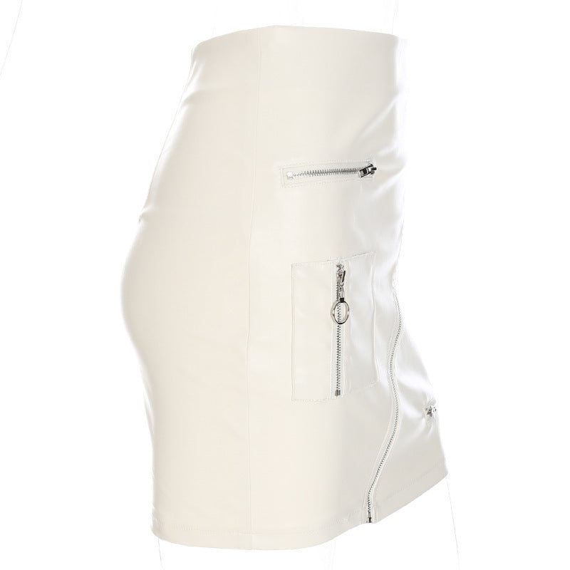 Half-Length A-Line Leather Skirt