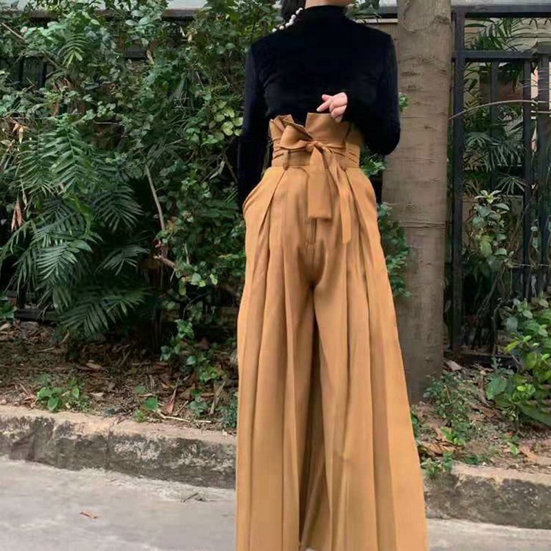 بنطلون تينسل بخصر عالٍ من مزيج الصوف للأرجل الطويلة