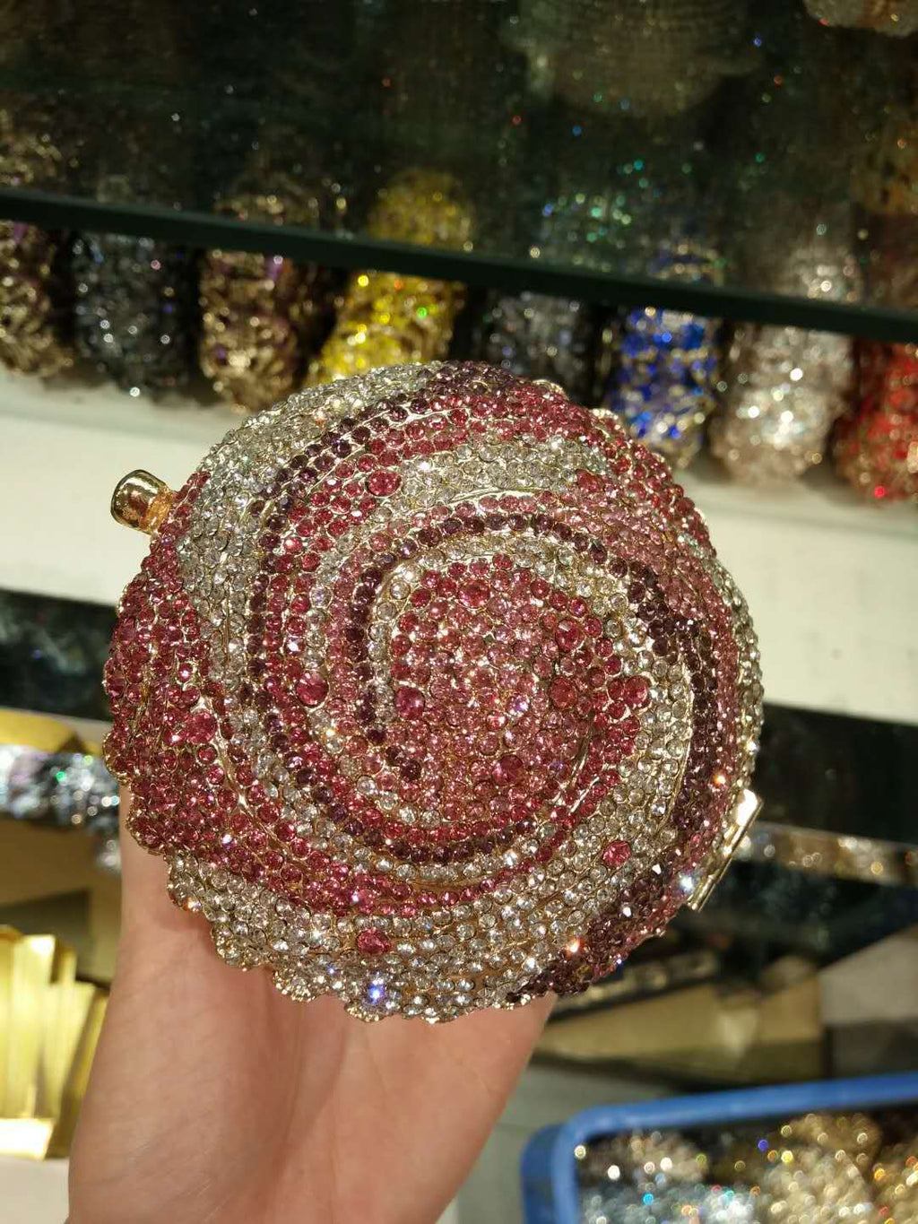 Pochette en Métal avec Diamants Entiers, Motif Petit Gâteau Glacé, pour Femmes