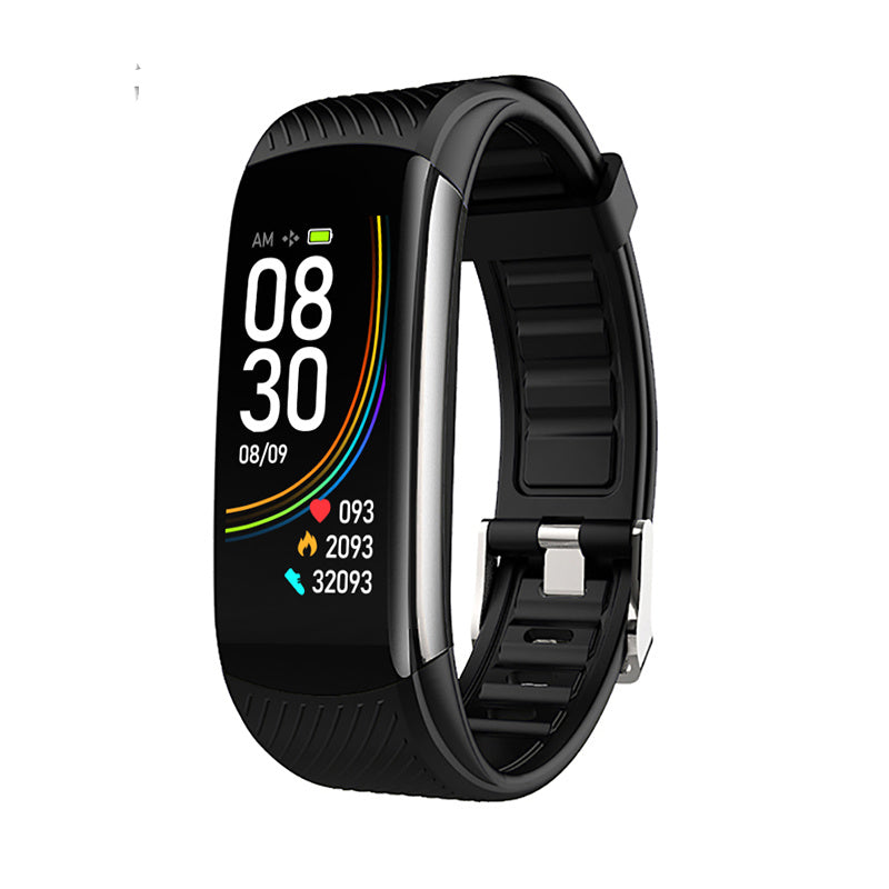 Black Multifunctional Waterproof Smartwatch with Temperature Sensor