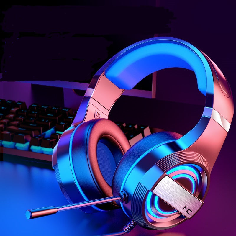 Wired Head-Mounted Bluetooth Gaming Headset with 7.1 Sound and Colorful Lighting