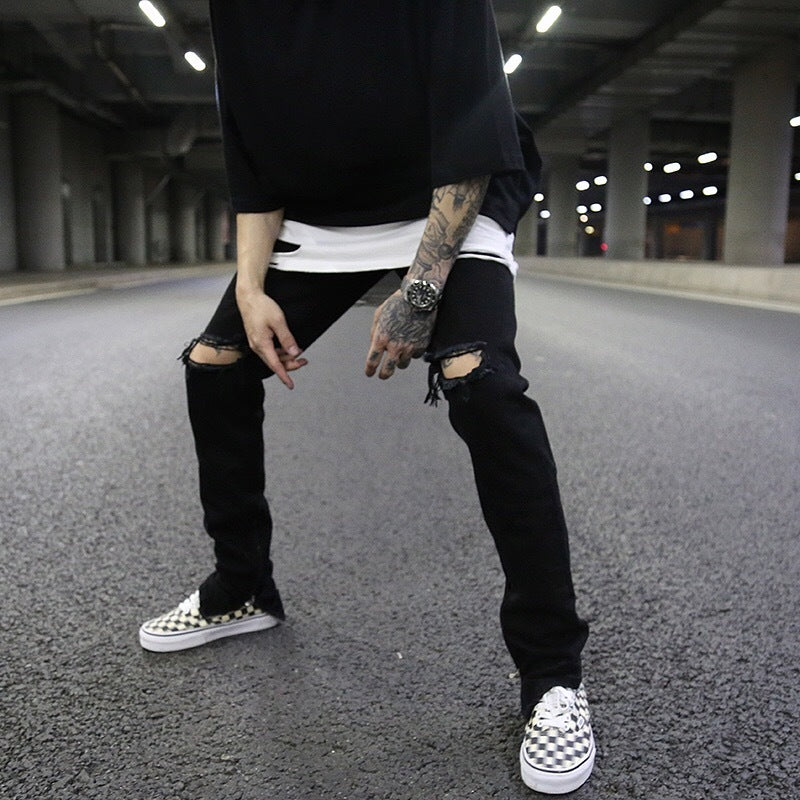 Slim-Fit Zippered Cotton Jeans