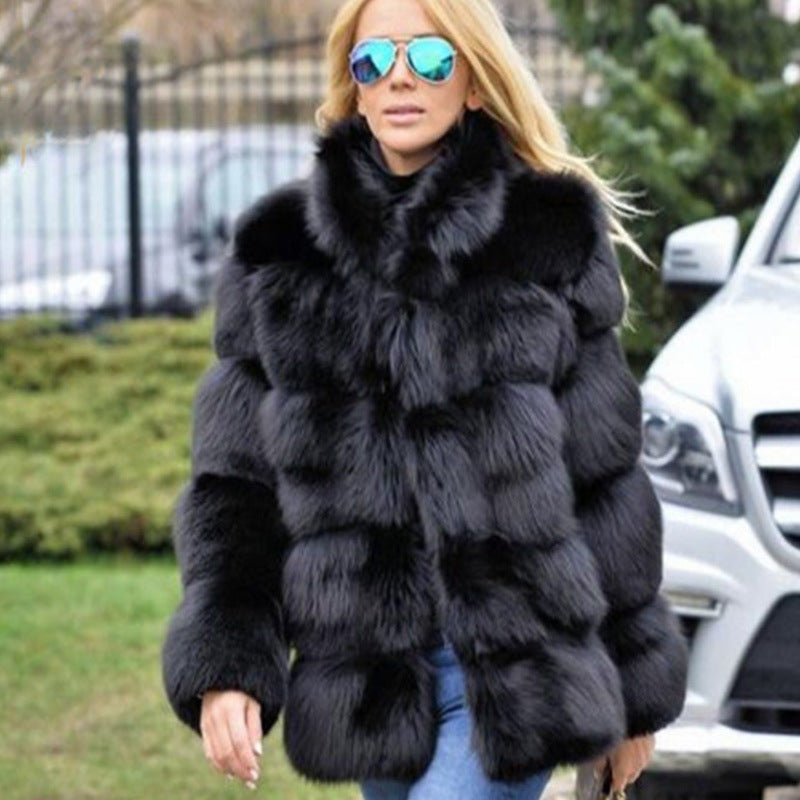 Faux Fox Fur Coat – Street Hipster Style, Mid-Length Artificial Fur