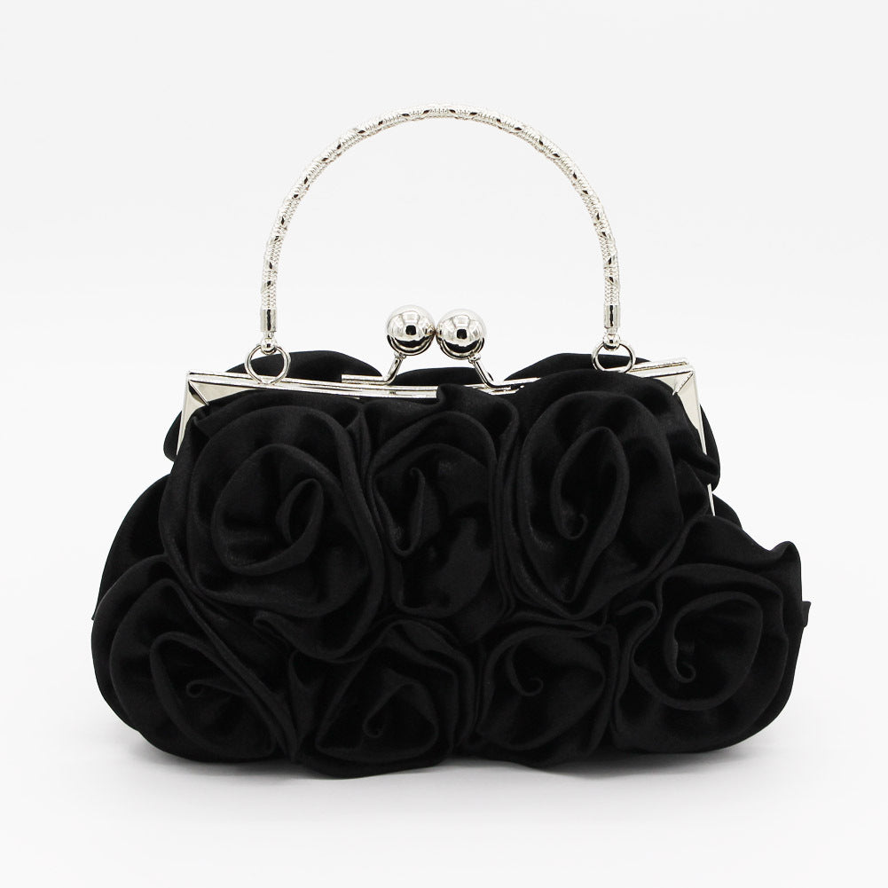 Silk Handheld Rose Bridal Dinner Bag 20x12x5cm