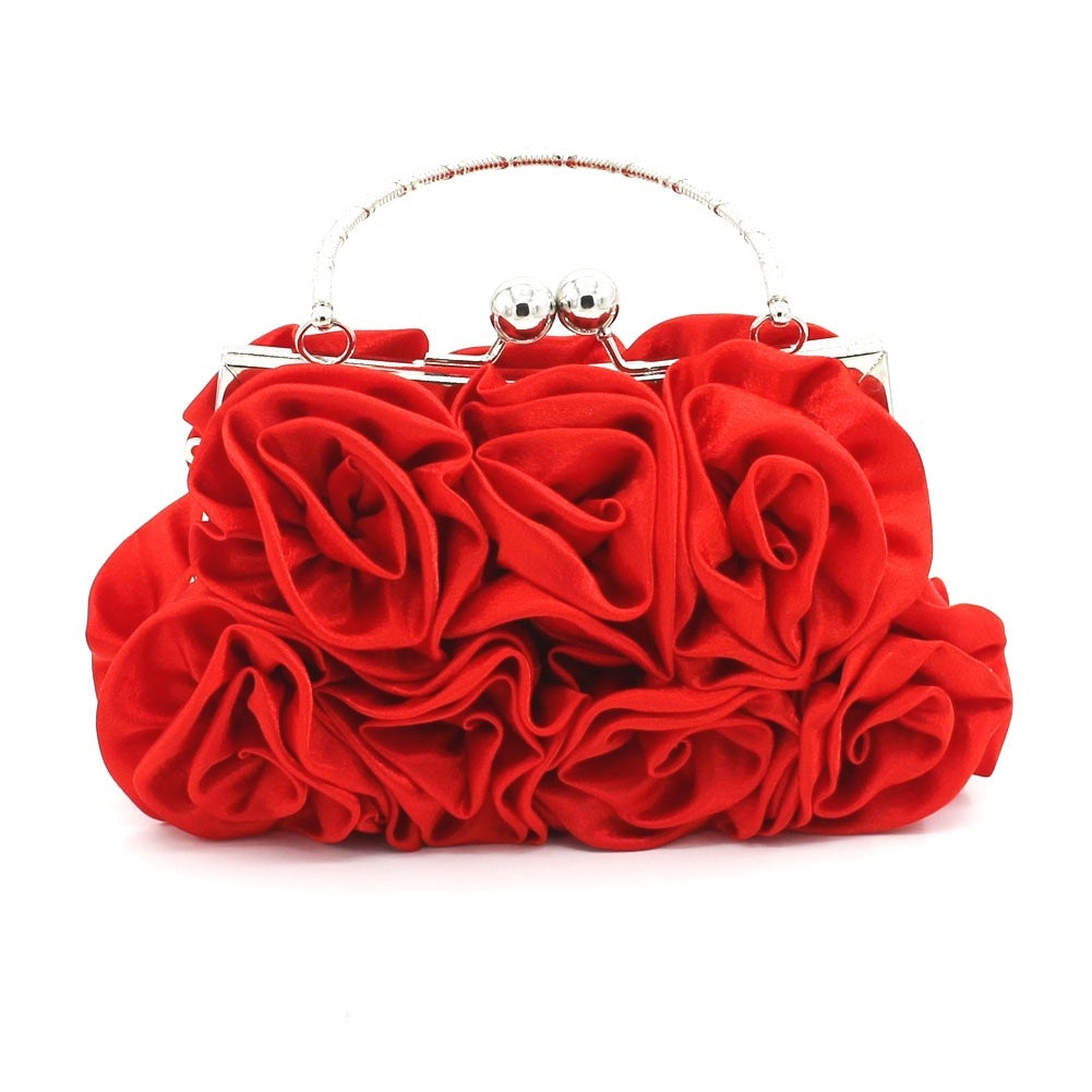Silk Handheld Rose Bridal Dinner Bag 20x12x5cm