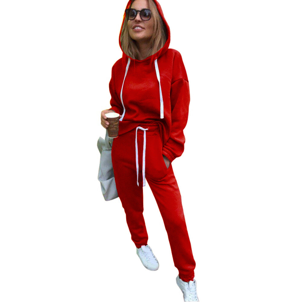 Ensemble pantalon deux pièces avec veste pull en rouge, kaki et bleu clair, tailles S-XL