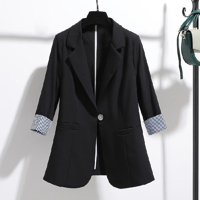 Slim Drape Thin Three-quarter Sleeve Suit Top