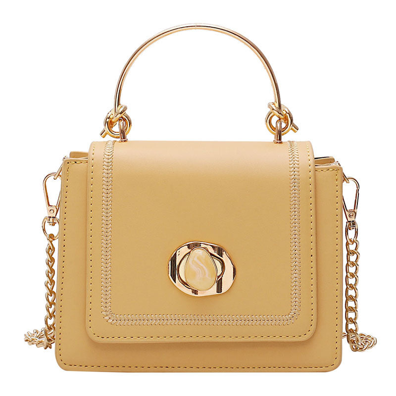 Personalized PU Metal Lock Handbag Horizontal Square