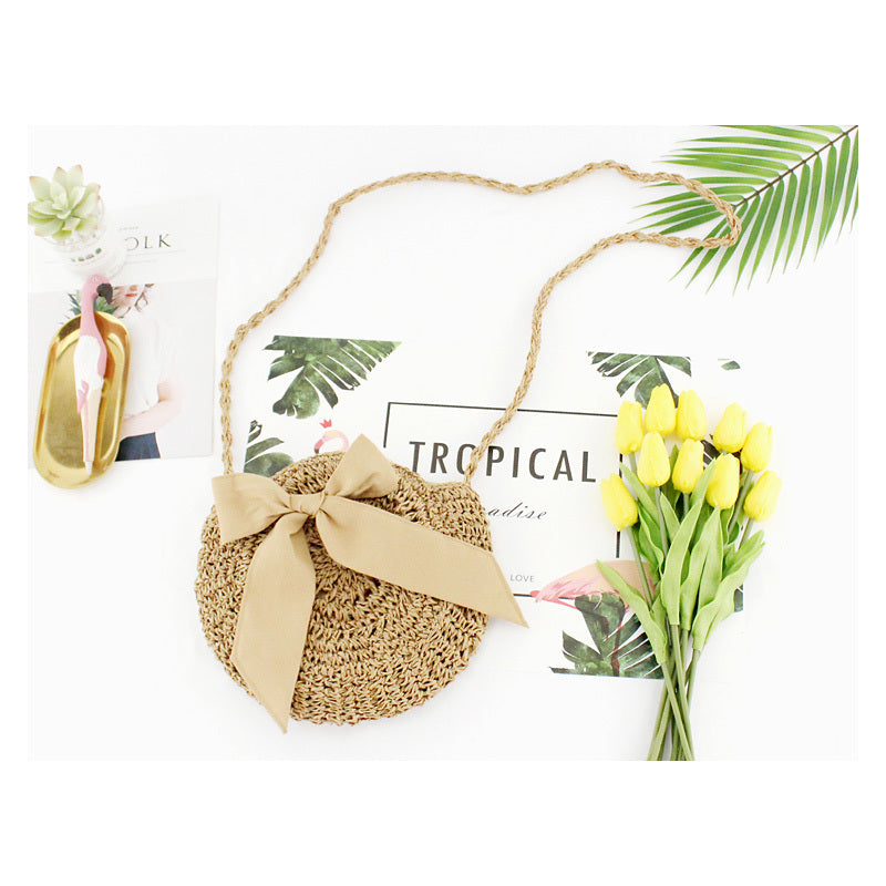 Sac de plage tissé en paille souple avec fermeture éclair et poche pour téléphone portable