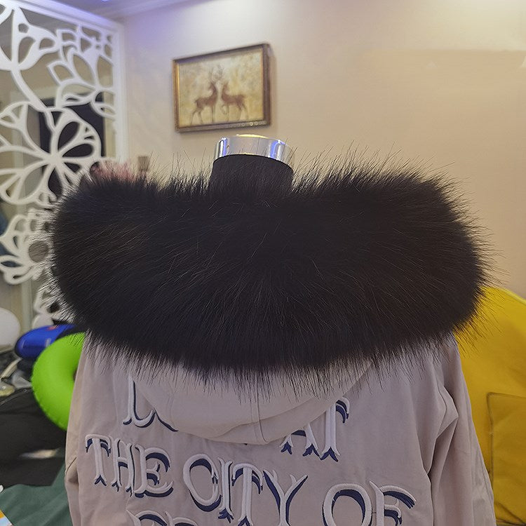 Raccoon imitation fox fur cap