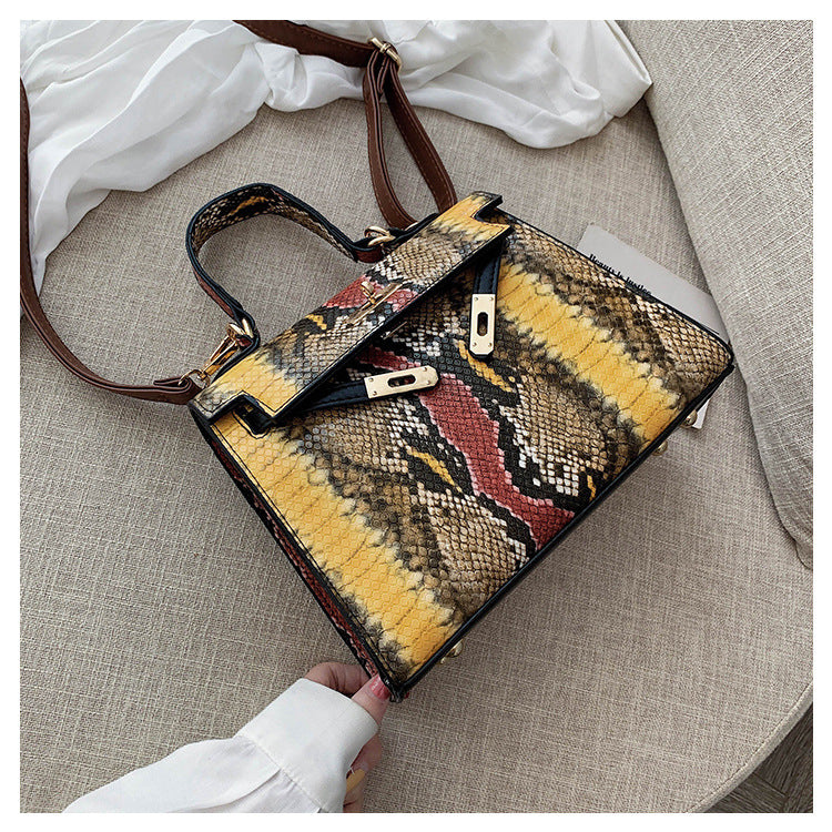 Women's Portable Snake Print Platinum Shoulder Messenger Bag