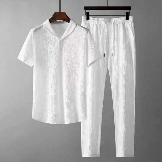 Summer Loose Short Sleeve Top And Drawstring Trousers