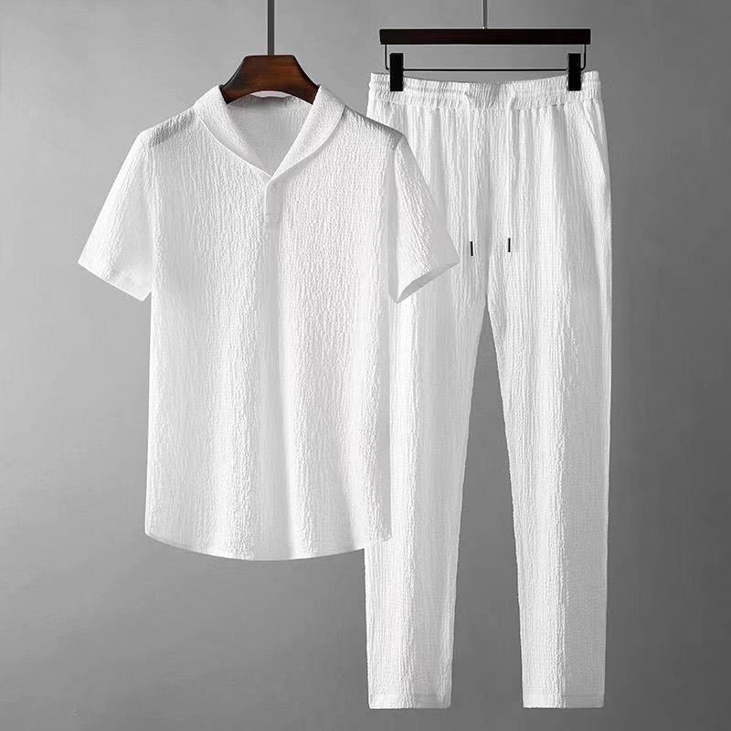 Summer Loose Short Sleeve Top And Drawstring Trousers