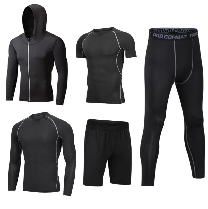Ensemble Sport Homme Séchage Rapide à Capuche Manches Longues Pantalon Neuf Points Fitness Course à Pied