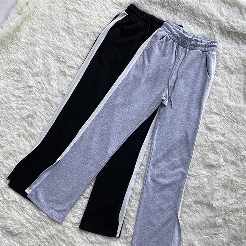 High Waist Cotton Split Loose Straight Leg Casual Pants