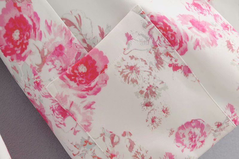 Floral Rose Print Suit Jacket with Suit Collar