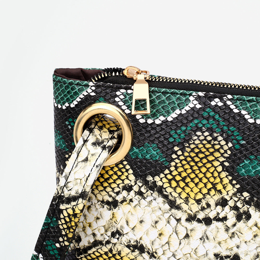 Pochette en forme de serpent en PU avec fermeture éclair pour femme