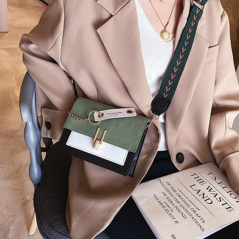Textured PU Crossbody Bag Small Square Cover Closure