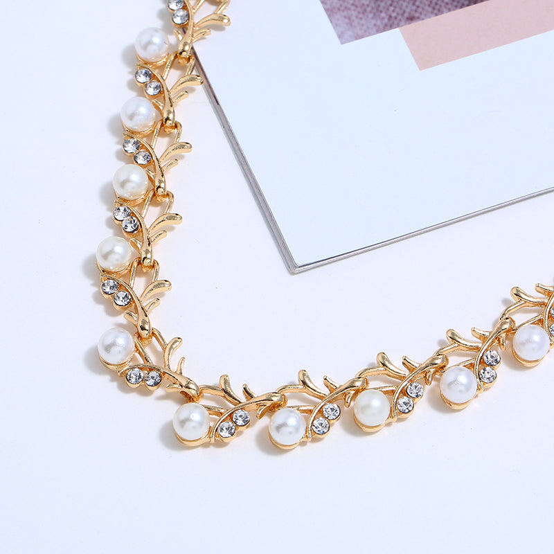 Parure de bijoux collier pendentif perle en argent plaqué or