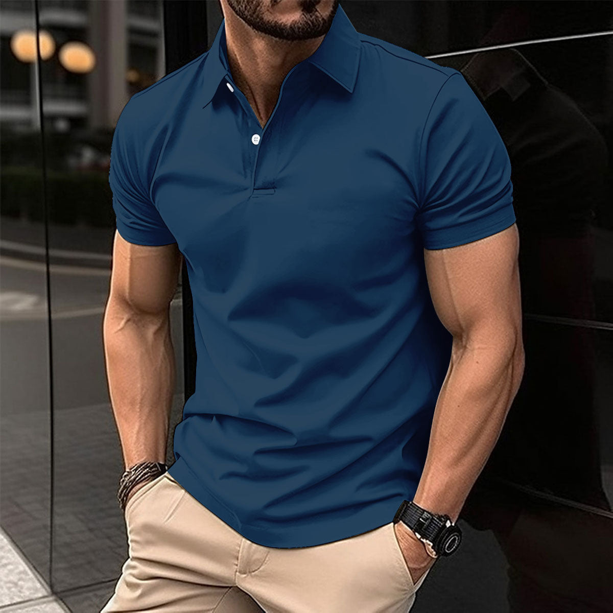 Men's Summer Short Sleeve Cotton Blend Polo Shirt