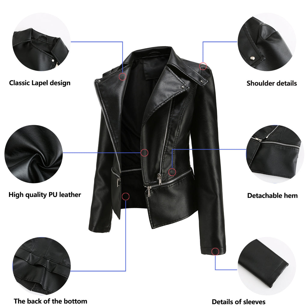 Slim Fit Motorcycle Jacket in Faux Leather, Multiple Colors & Sizes
