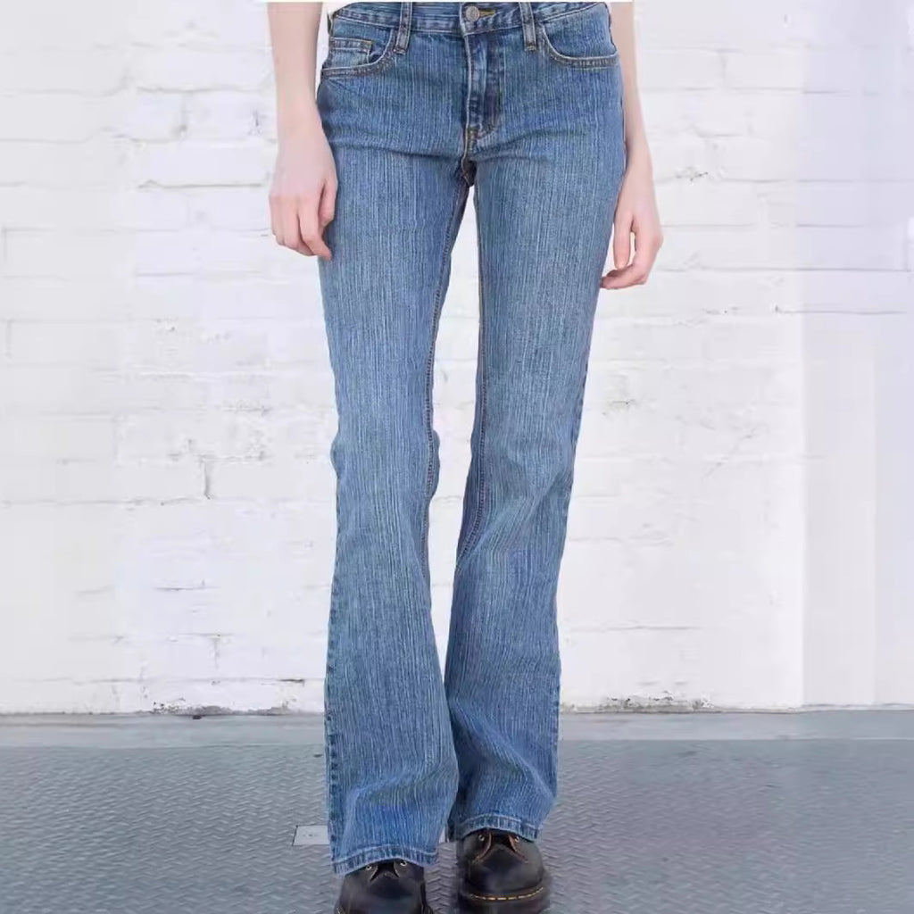 Slim Fit Low Waist Denim Jeans Long Pants