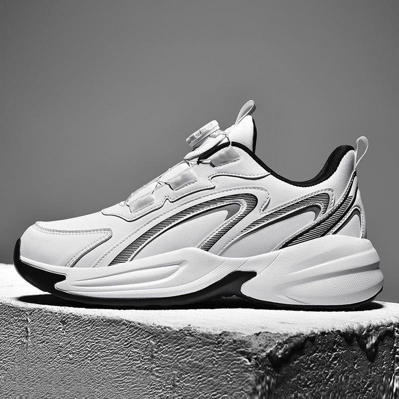 Waterproof Men's Leather Sneakers with Rotating Button