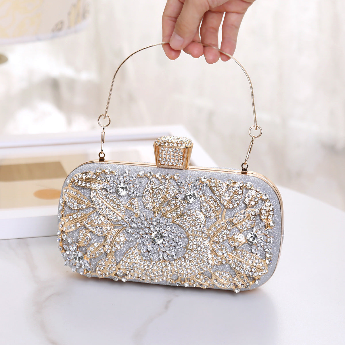 Sac à main européen et américain pour femme, avec diamants et double anse