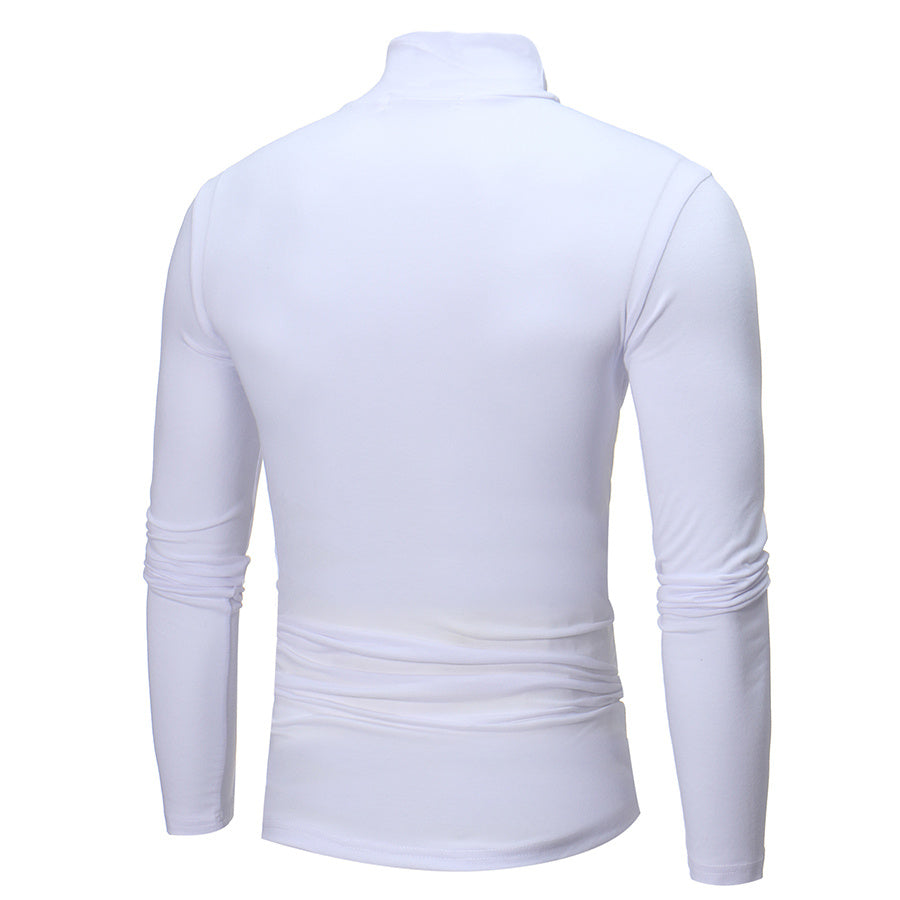 Haut T-shirt fin à manches longues et col montant en soie de lait