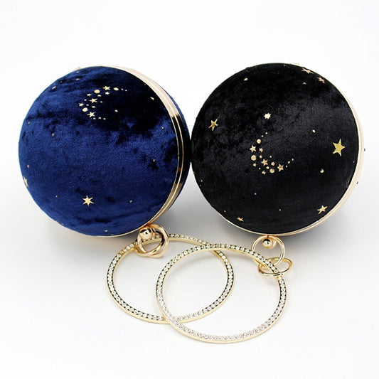 Women's Suede Dinner starry sky Round Bag