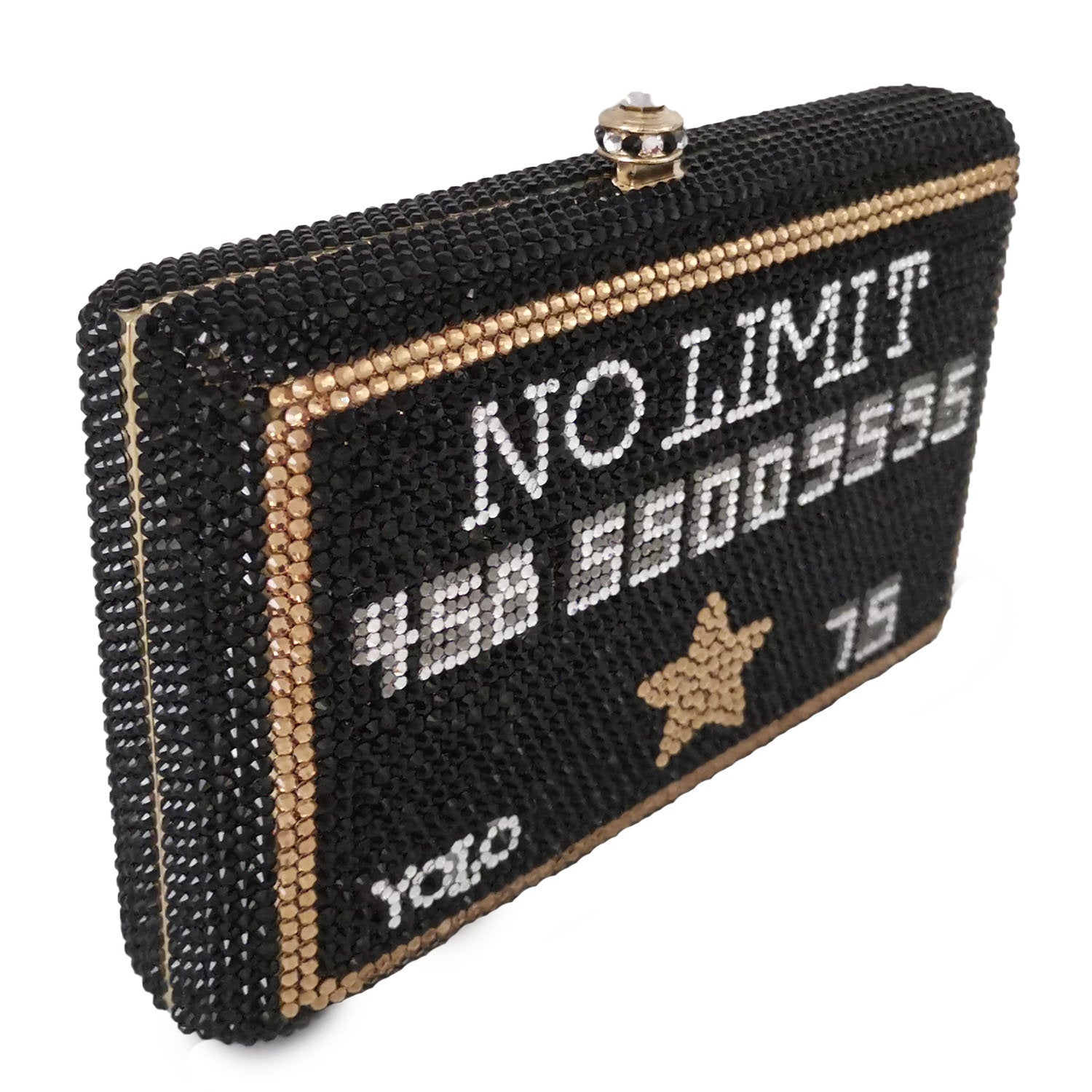 FGG Rhinestone PU Clutch Bag with Chain Handle for Dinner & Party 16x10x4cm
