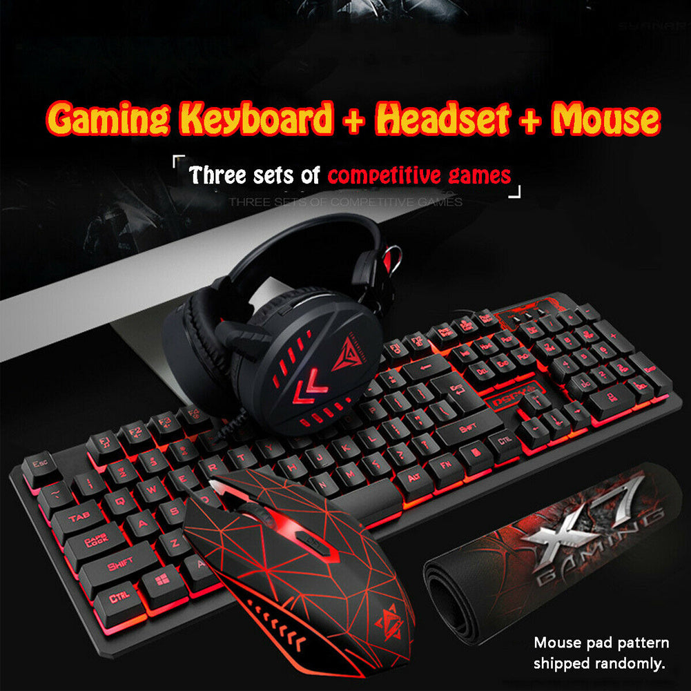 USB Wired Luminous Gaming Keyboard and Mouse Set with Backlight