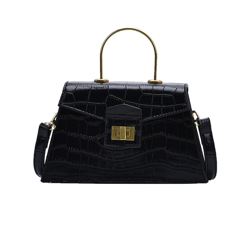 Korean Style Crocodile-Print PU Shoulder Bag