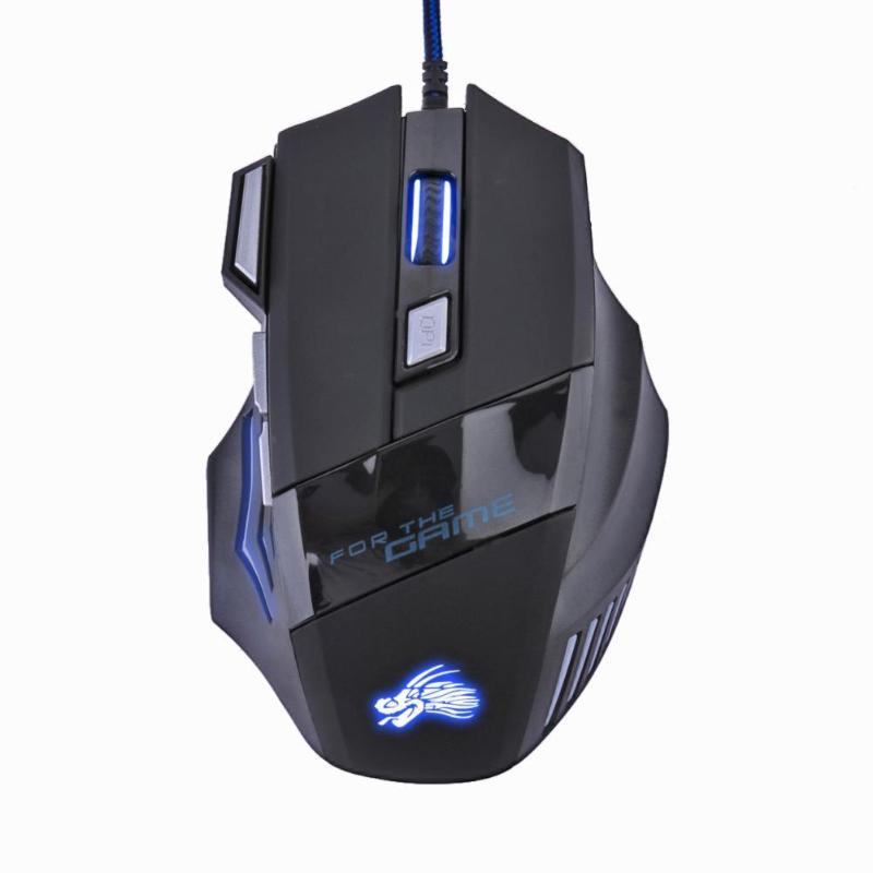 Wired 5500DPI Optical Gaming Mouse with 7-Color LED Backlight, 7 Buttons USB for PC Laptop Desktop