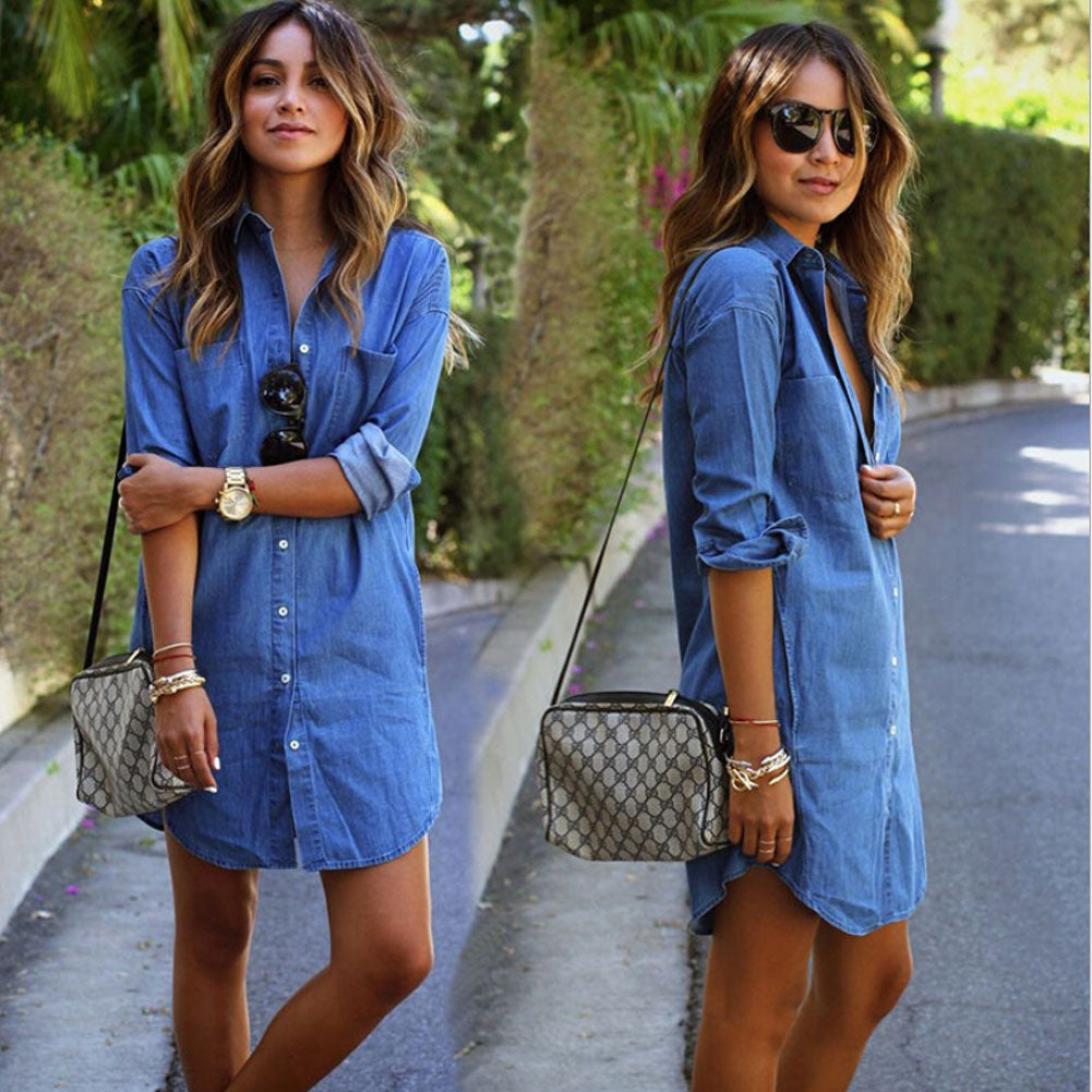 Long Sleeve Cotton Denim Shirt